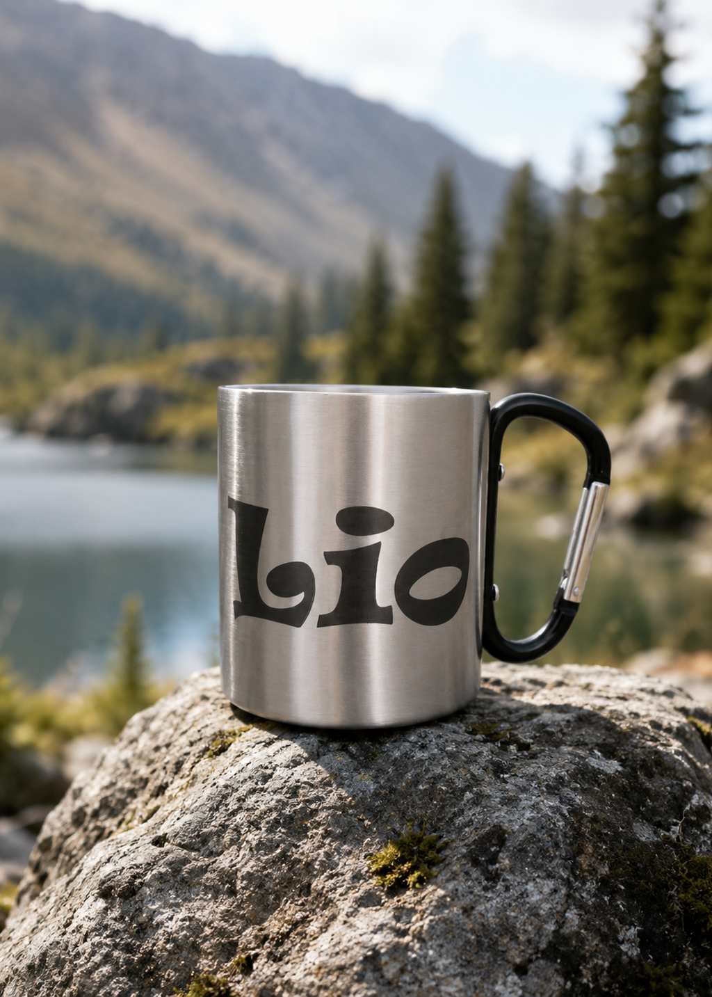 Tasse mit Karabinerhaken und Name