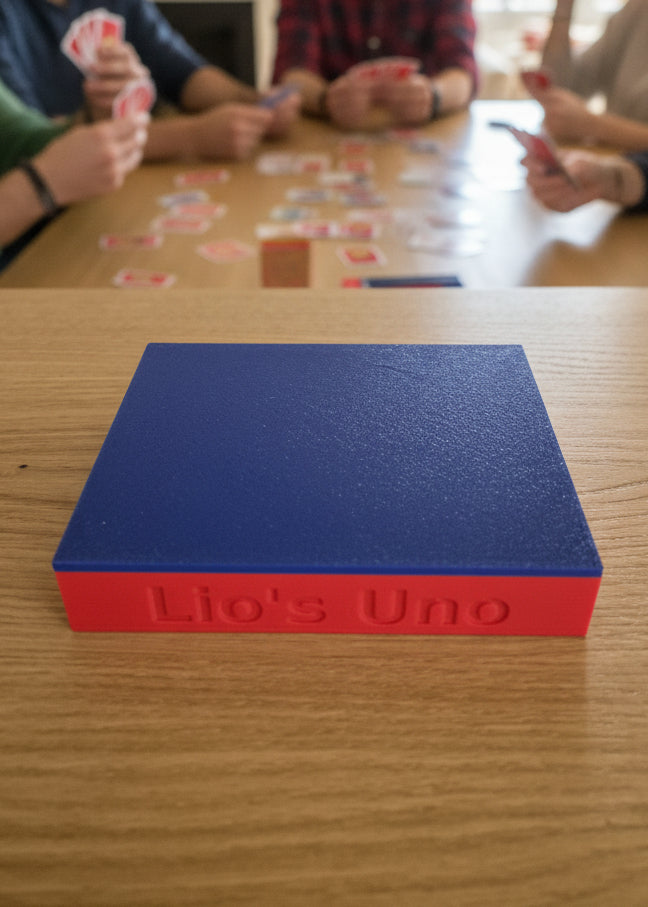 Personalisierte Kartenbox rot blau