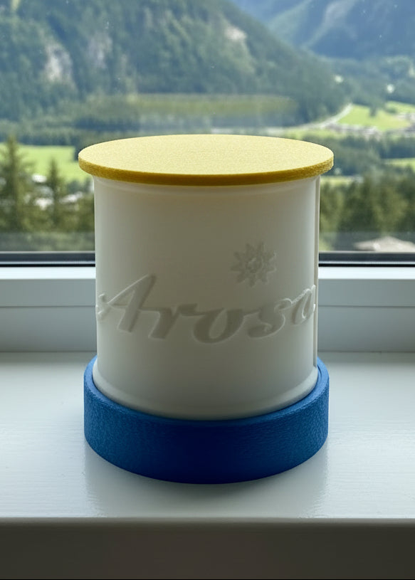 Lithophane Lampe mit Aroser Schriftzug aus