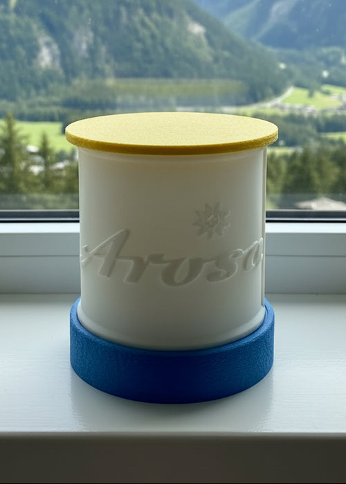Lithophane Lampe mit Aroser Schriftzug aus