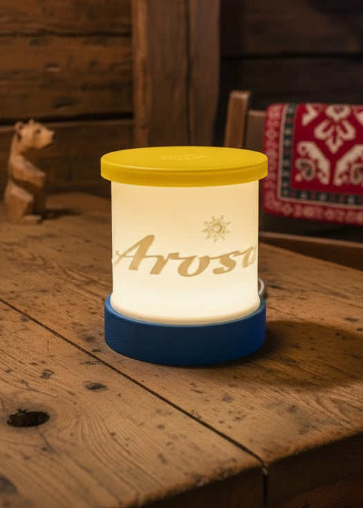 Lithophane LAmpe mit Aroser Schriftzug dunkel