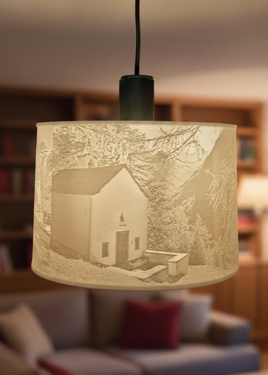 Lithophane Lampe mit Foto Kapelle