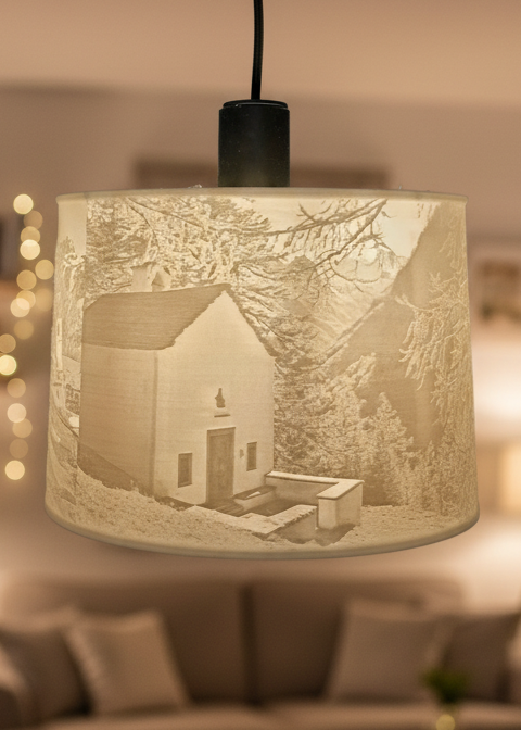 Lithophane Lampe mit Foto Kapelle