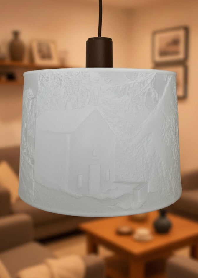 Lithophane Lampe mit Foto Kapelle aus