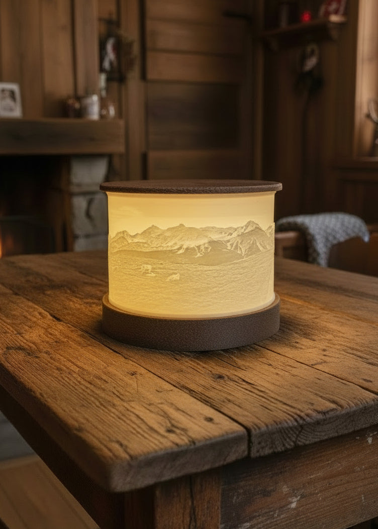 Lithophane Lampe mit Aroser Panorama