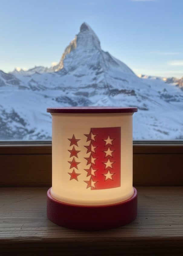 Lithophane Lampe mit Walliser Fahne