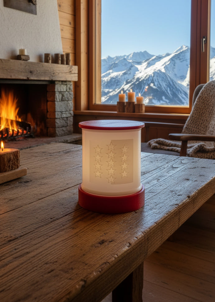 Lithophane Lampe mit Walliser Fahne aus