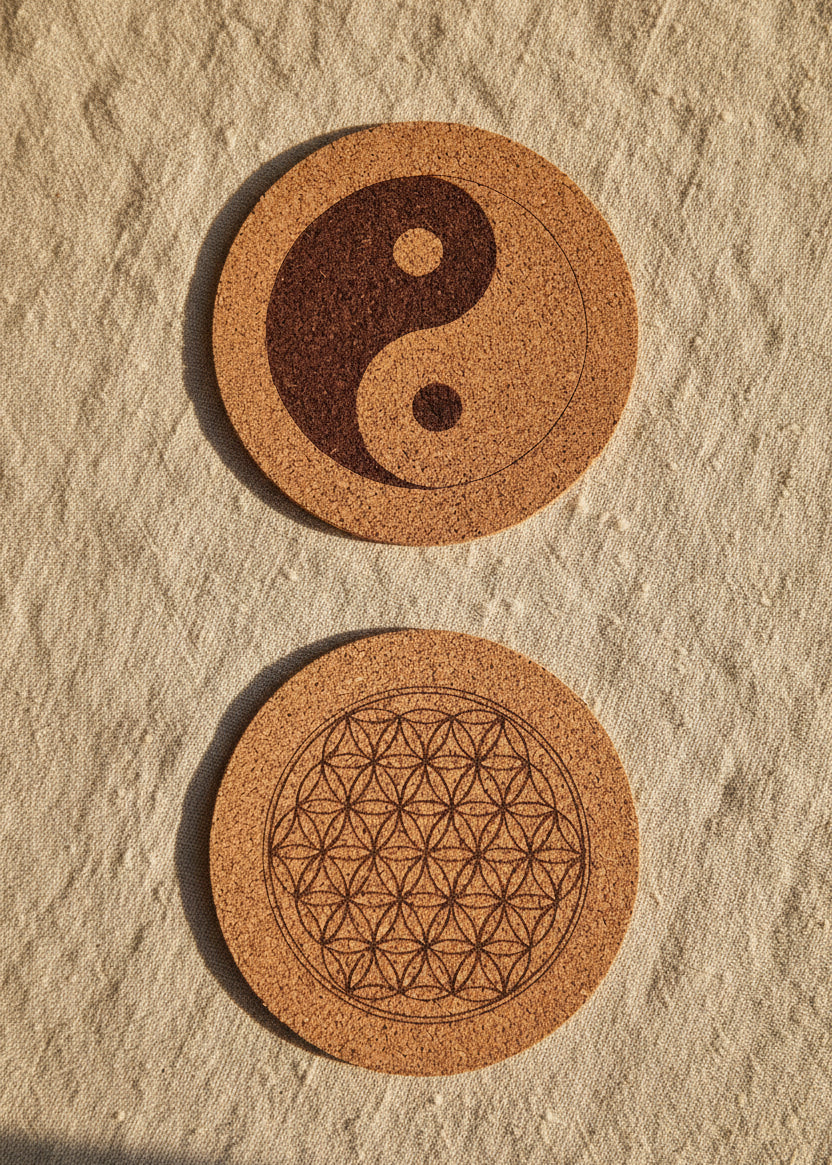 Untersetzer Kork Blume des Lebens Yin Yang