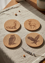 Untersetzer Kork Fuchs Hirsch Eule Adler