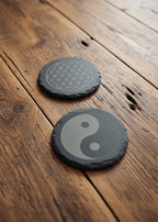 Untersetzer Schiefer Yin Yang Blume des Lebens
