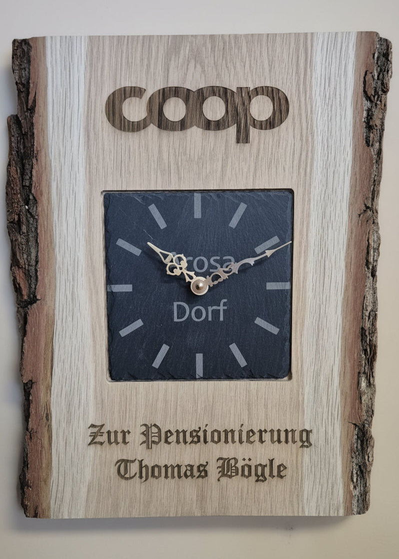 Wanduhr Eiche Schiefer Coop