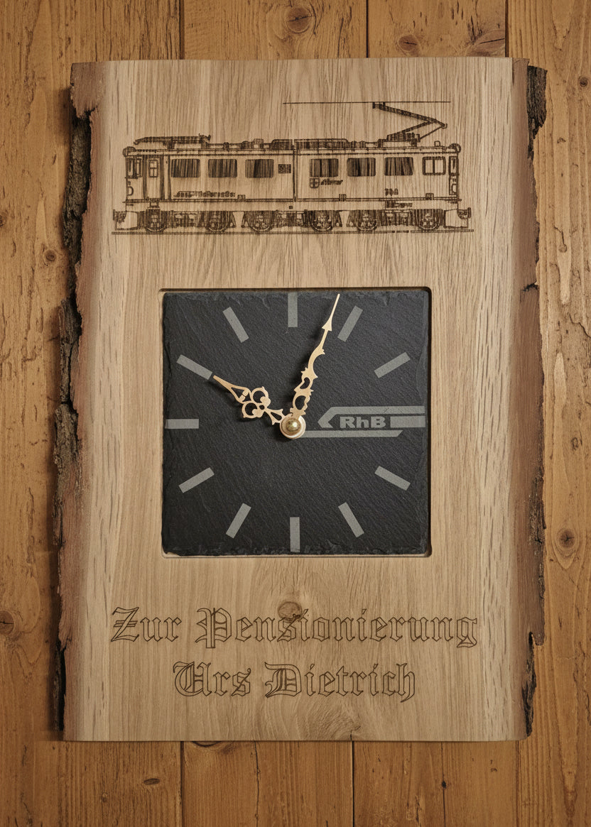Wanduhr Eiche Schiefer RHB