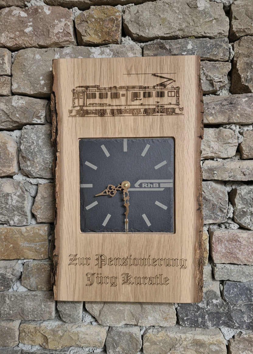 Wanduhr Eiche Schiefer RHB